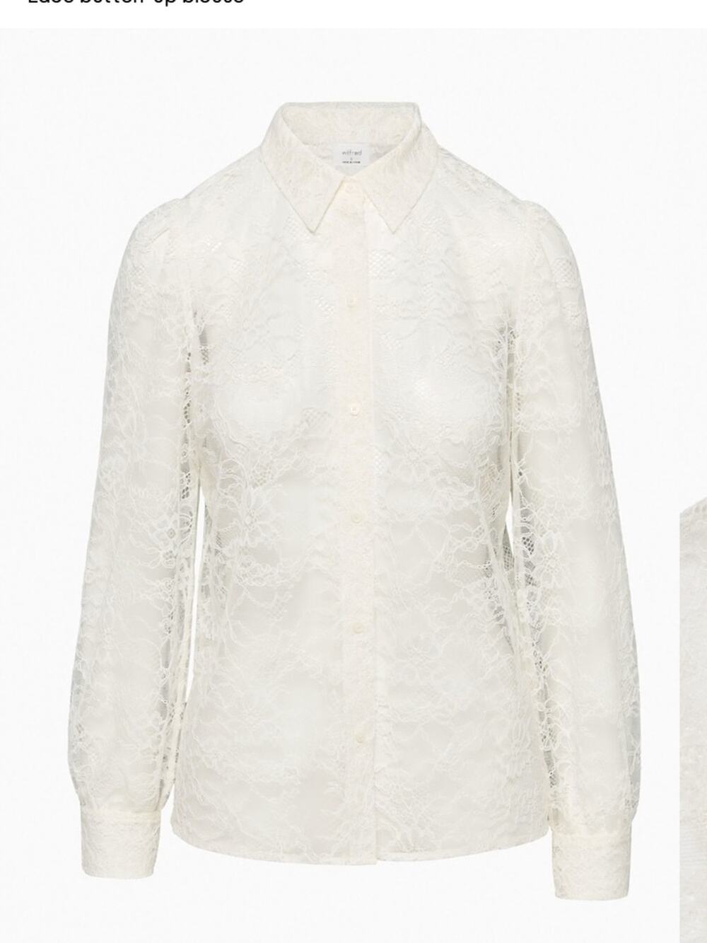 Wilfred Aritzia Fleur Cream Ivory Lace Button-Up Blouse size 2XS